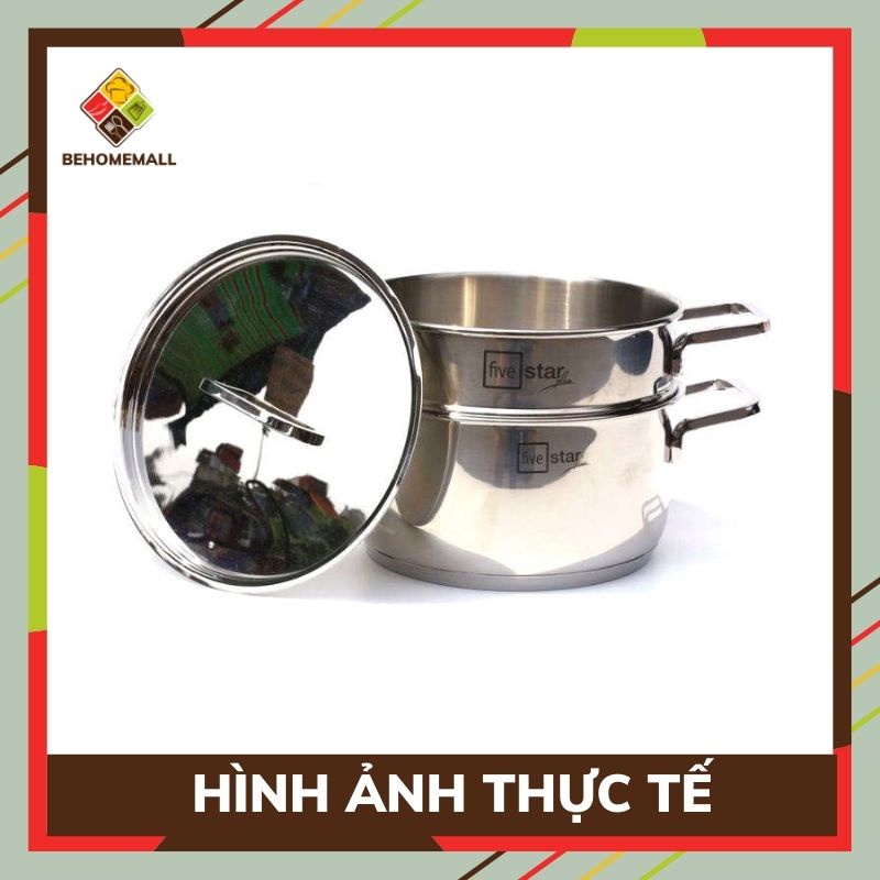 Nồi hấp 2 tầng inox 304 fivestar BEHOMEMALL bộ nồi xửng hấp cao cấp
