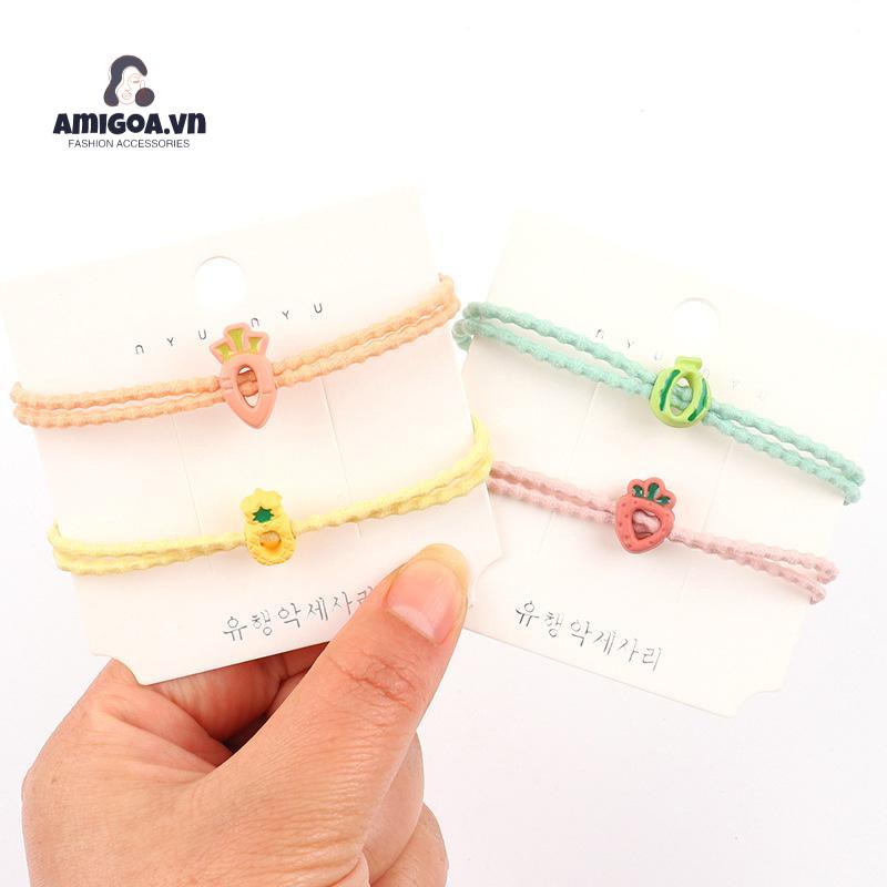 ✨✨Dây cột tóc cao su đính phụ kiện hoa/ gấu/ trái cây dễ thương