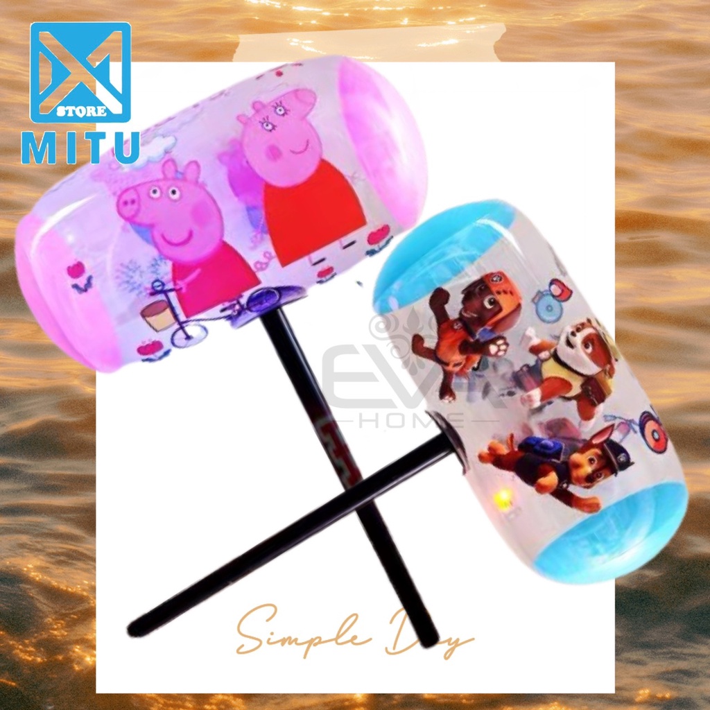 Đồ Chơi Bơm Hơi / Đồ Chơi Búa Tạ Hoạt Hình Đèn Phát Sáng Cán Tay Cầm Nhựa Lớn 70 Cm Vui Nhộn Sáng Tạoo