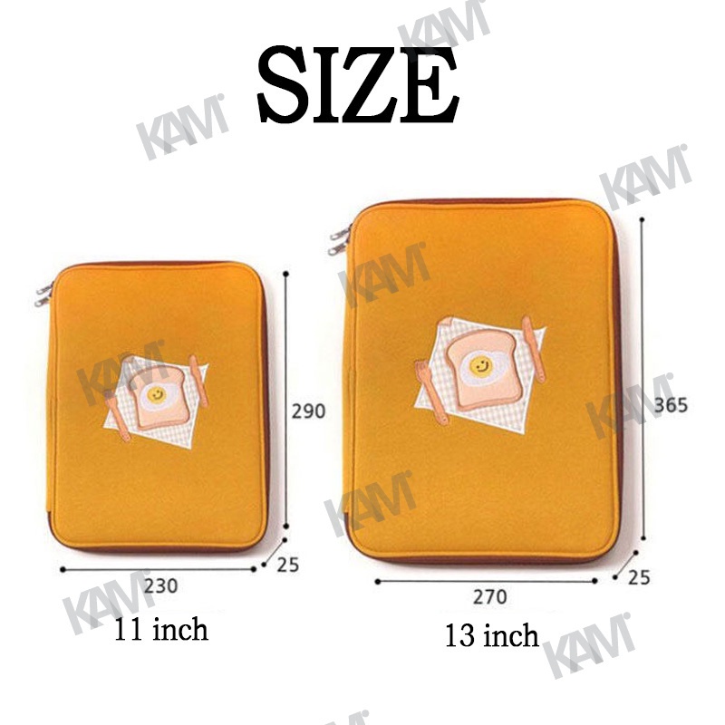 Túi Đựng Máy Tính Bảng A4 9.7 / 10.2 / 12.9 Inch Chống Sốc Thêu Họa Tiết Phong Cách Hàn Quốc