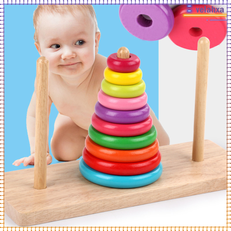 10 Rings Tower of Hanoi Wooden Puzzle Game - Wooden Puzzles for Adults, Classic Puzzle Toy