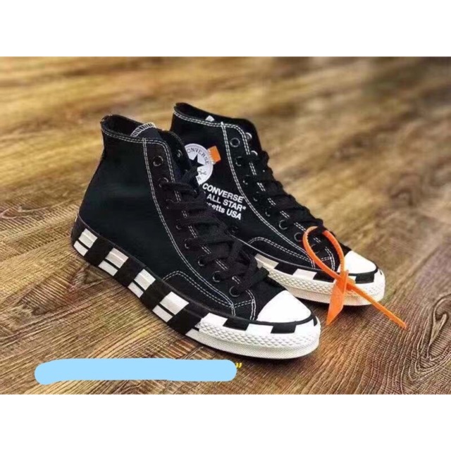 Giày Converse Off White Đế Trắng Kẻ Đen [HOT HOT]