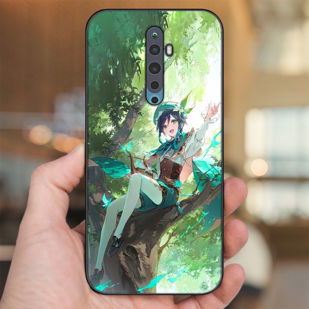 Ốp lưng Oppo Reno 2F viền đen in hình Venti Genshin Impact