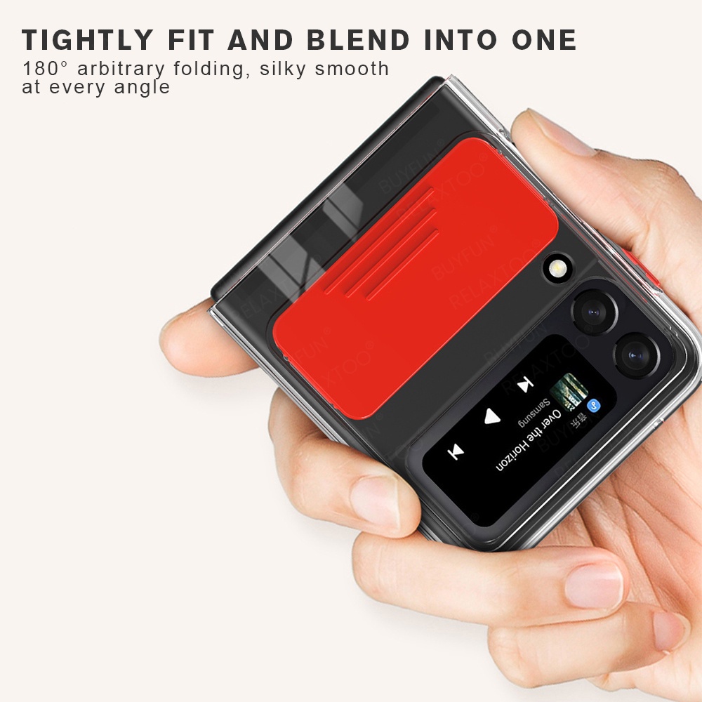 Ốp điện thoại mềm trong suốt chống sốc có nắp đẩy che camera và giá đỡ nhẫn cho Samsung Galaxy Z Flip3 5G/ Zfold 3