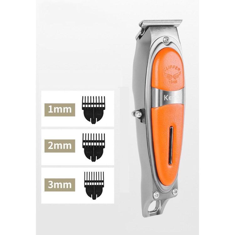 Tông đơ chấn viền KEMEI KM-1946 vỏ bọc da kết hợp inox cao cấp sạc USB