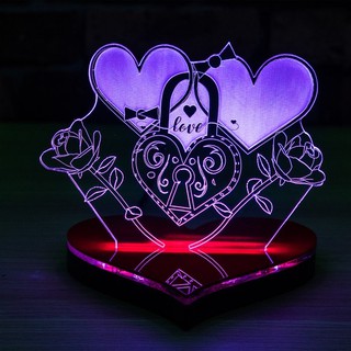 Mô Hình Đèn Led 3D 2 Trái Tim Tình Yêu