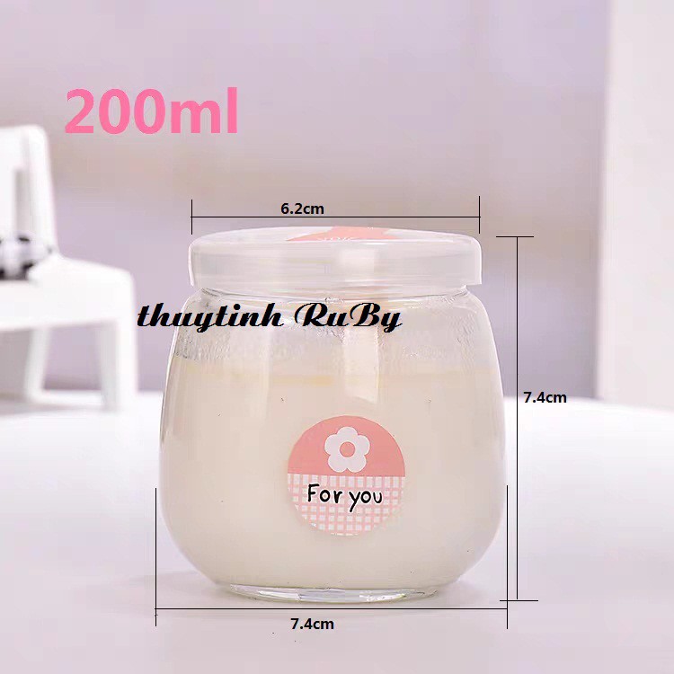 Hũ sữa chua thủy tinh Béo 200ml, Hu Lo làm sữa chua, pudding, lọ làm sữa chua