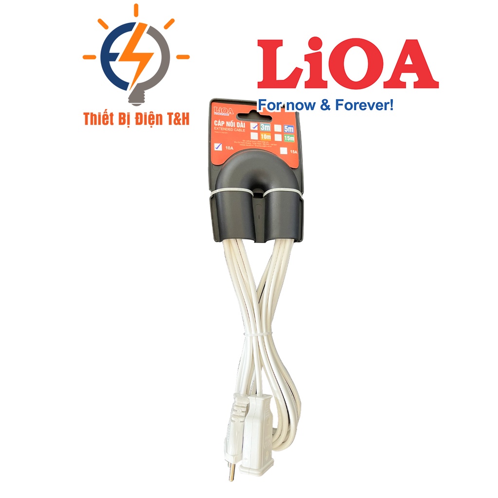 Dây điện nối dài LIOA, dây cắm điện nối dài, 3m, 5m, 10m, 15m - C3-2-10A - Thiết Bị Điện T&H