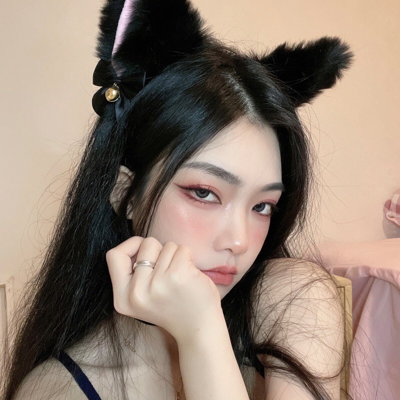 [Mã FAMARAL2 giảm 10K đơn 50K]Băng đô cài tóc tai mèo ren đen sexy Ulzzang Hàn Quốc
