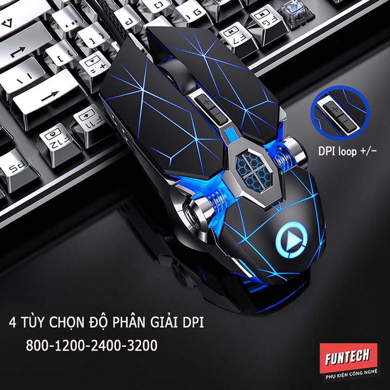 Chuột gaming máy tính có dây FUNTECH G9 PRO Led 7 màu siêu đẹp điều chỉnh được DPI