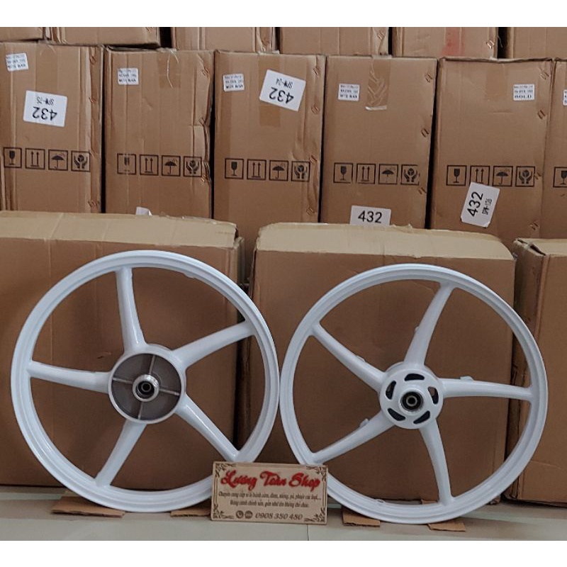 Bánh mâm 5 cây cho xe satria. raider  trước 1.4 sau 1.6 hiệu AT racing gắn như zin k cần chế gồm 4 màu đen. trắng. vàng