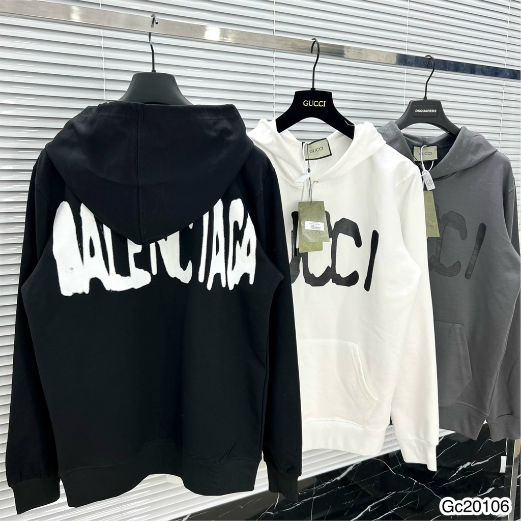 Áo Hoodie Nam GC Phối Họa Tiết chữ In Balen Sau Lưng  . Áo Nỉ Hoodie Unisex Nam Nữ GC Cao Cấp - MINH TÂY STORE