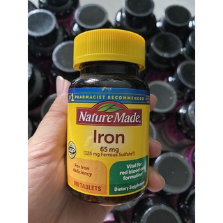Nature Made Iron 65mg 180v hỗ trợ máu, dùng được cho bà bầu
