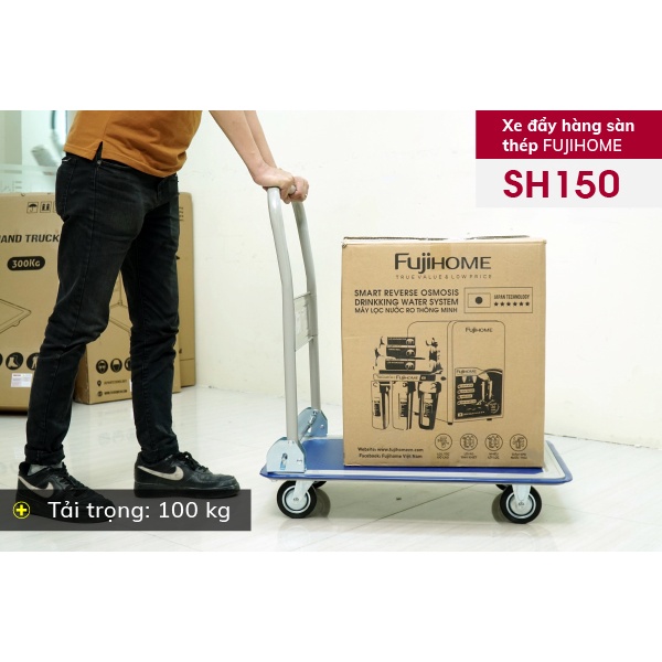 Xe đẩy hàng 4 bánh gấp gọn 100KG -150KG FUJIHOME chính hãng, xe kéo hàng xếp gọn đa năng,bánh xe cao su chống ồn