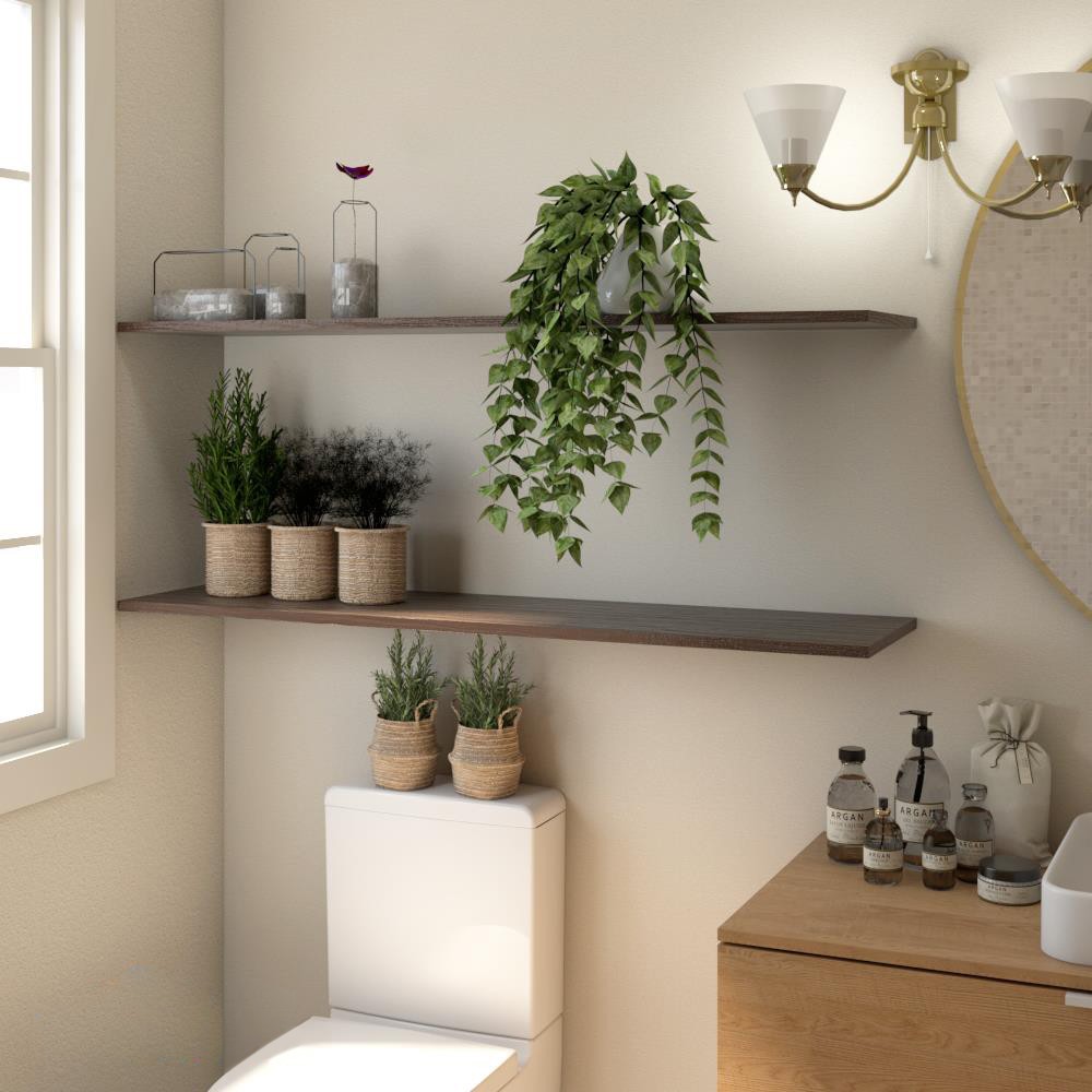HomeBase STACKO Kệ gỗ trang trí treo tường Thái Lan 30x120x1.6cm nâu đậm