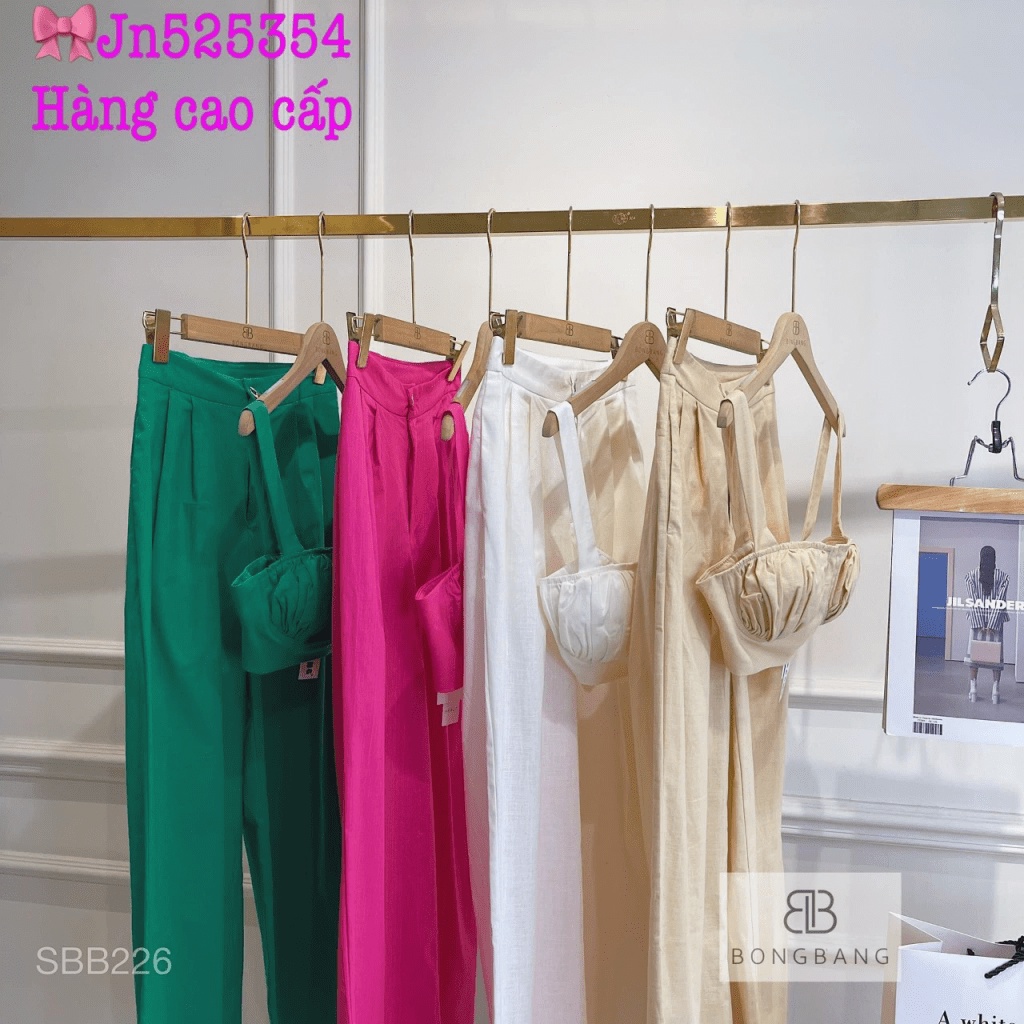 (Free Ship) Sét Linen 2 Dây Quần Dài Cực Tôn Dáng