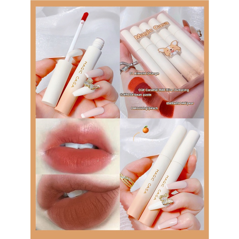 Son môi có độ hoàn màu cao Thời trang hợp thời trang Velvet Matte Kết cấu mịn màng Làm đẹp phổ biến Son bóng không dính vào cốc Trang điểm bán chạy nhất Bộ lâu trôi Nhu cầu cao