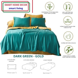 Bộ chăn ga cao cấp 100%Tencel 100s, Phối 2 màu cực đẹp, độc lạ, chất liệu siêu mềm mát mịn