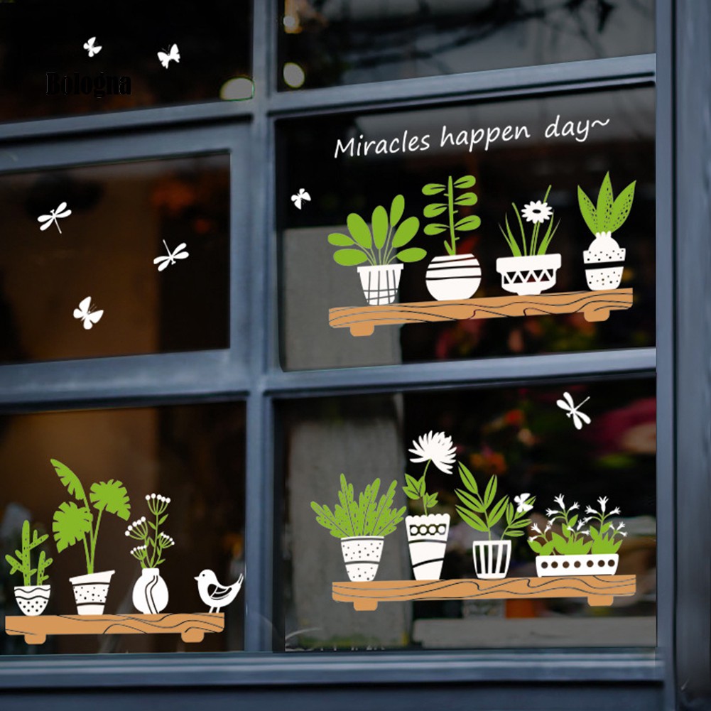 Sticker dán tường họa tiết cây bonsai đáng yêu dành cho trang trí nội thất