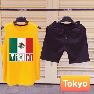 Set bộ ba lỗ thể thao mexico, đồ bộ thể thao nam vải lụa siêu thoáng mát cao cấp - tokyo fashion