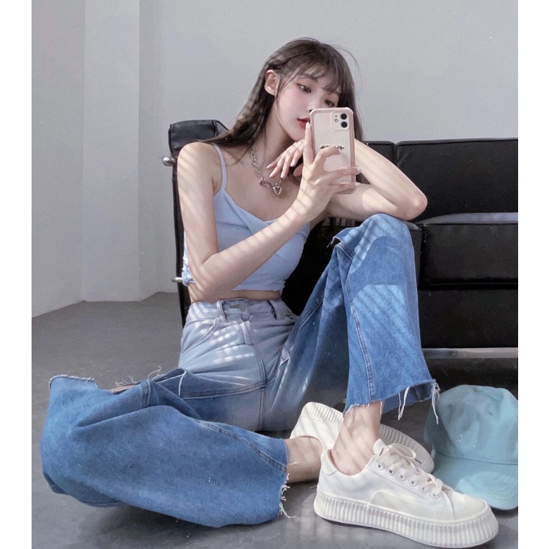 QUẦN JEANS BAGGY NỮ ỐNG SUÔNG, QUẦN JEANS NỮ HAI MÀU DÁNG SUÔNG HÀNG NHẬP QUẢNG CHÂU