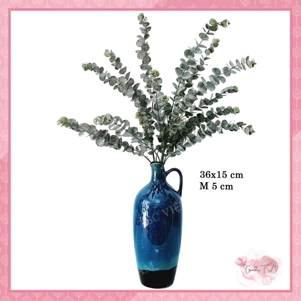 Bình cắm hoa gốm sứ Bát Tràng cỡ lớn men hỏa biến xanh vân đá - Lọ hoa decor trang trí, quà tặng