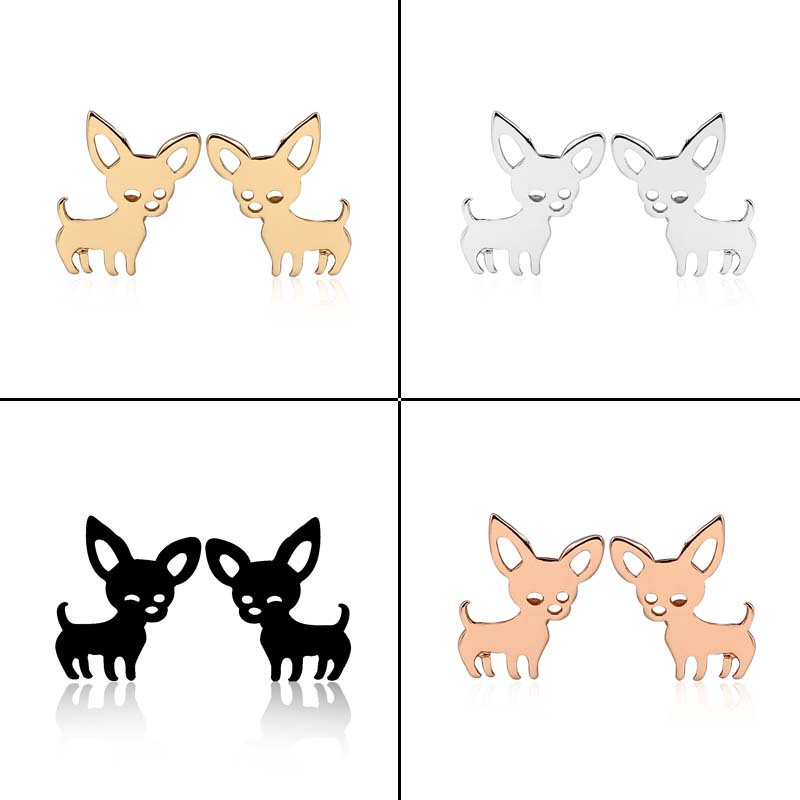 Bông Tai Inox Hình Chihuahua Dễ Thương