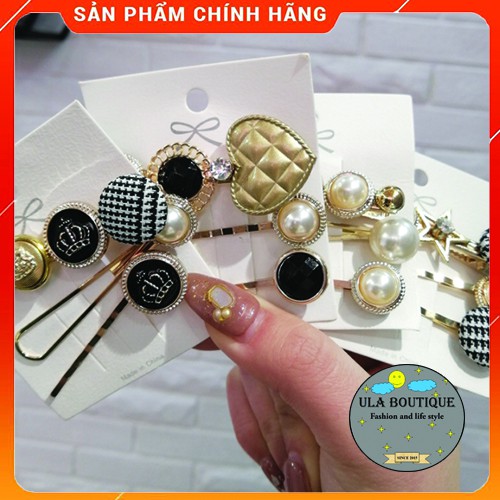 Combo 3 kẹp tóc đính đá lấp lánh ULA BOUTIQUE xinh xắn , dễ thương phong cách Hàn Quốc