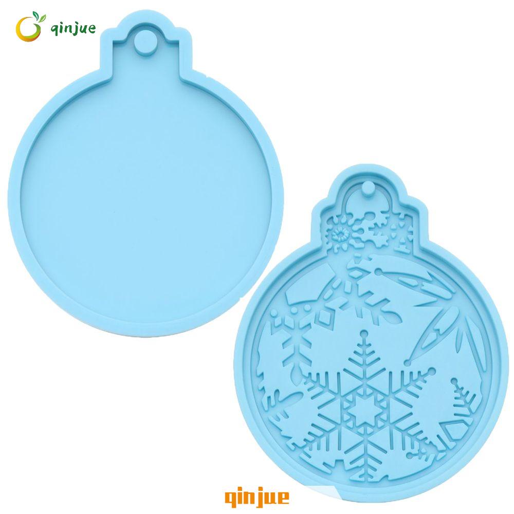 🍒QINJUE🍒 2PCS Xmas ball Keychain Molds Resin Crafts Jewelry Making Tool Christmas Ball Mold Candy Chocolate Pendant Cake Tools Clay Mold Silicone Moulds