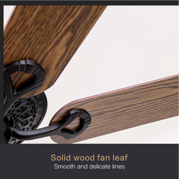 Quạt trần Cánh Gỗ Cổ điển - Quạt trần trang trí 5 cánh gỗ phòng khách, phòng ngủ, có điều khiển từ xa
