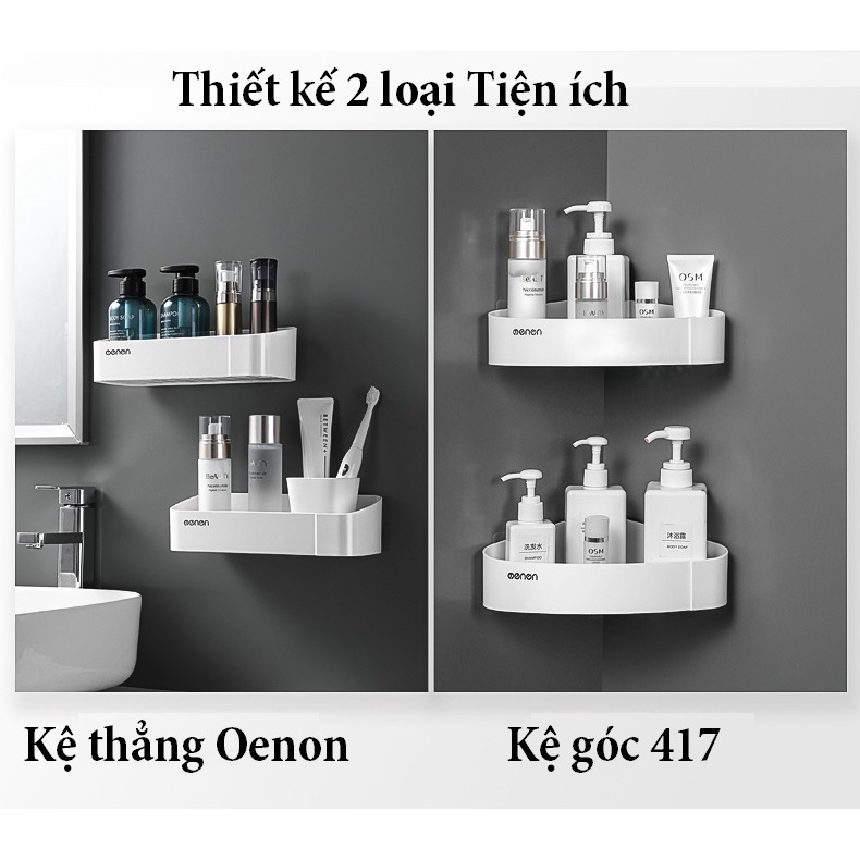 Combo 2 Kệ Góc Để Đồ Nhà Tắm OENON Dán Tường Gạch Men, Giá Để Dầu Gội, Sữa Tắm , Gia Vị Nhà Bếp