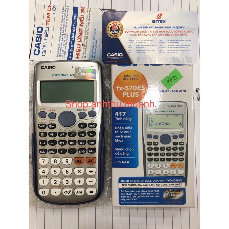 (Freeship) HÀNG CHÍNH HÃNG 100% Máy tính Casio fx 570ES plus 417 ( có phiếu bảo hành đầy đủ) fx-570 es plus