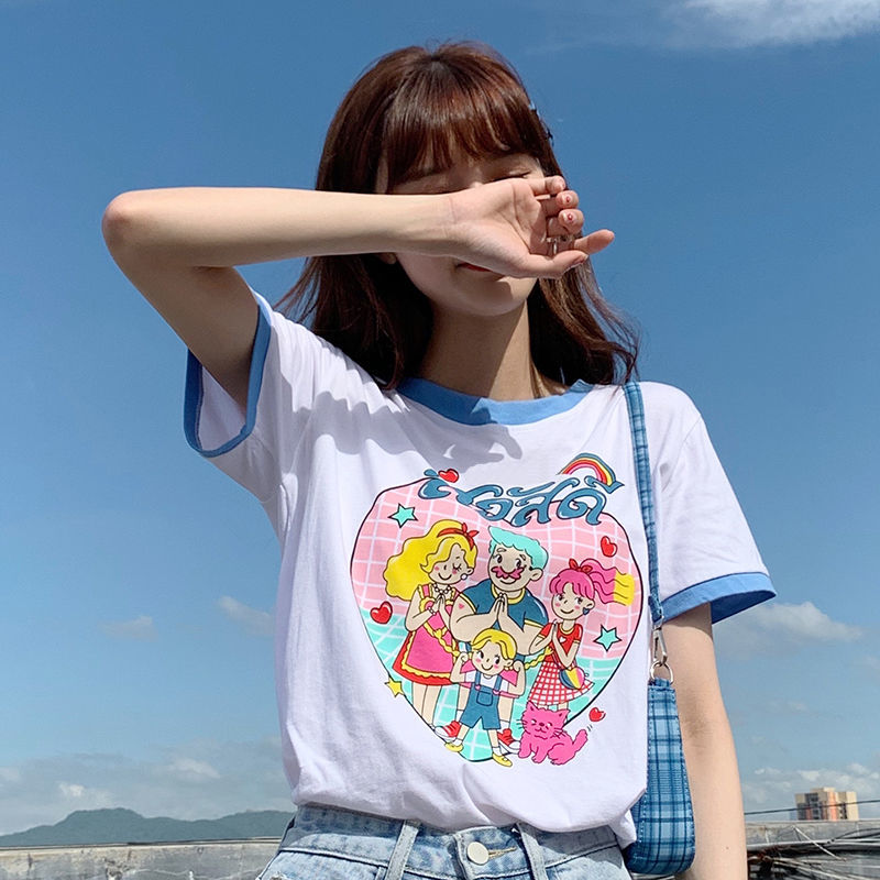 Áo Phông Nữ Summer New T-shirt Loose Lovely Student Sweet Childlike Short Sleeve T-shirt Blouse