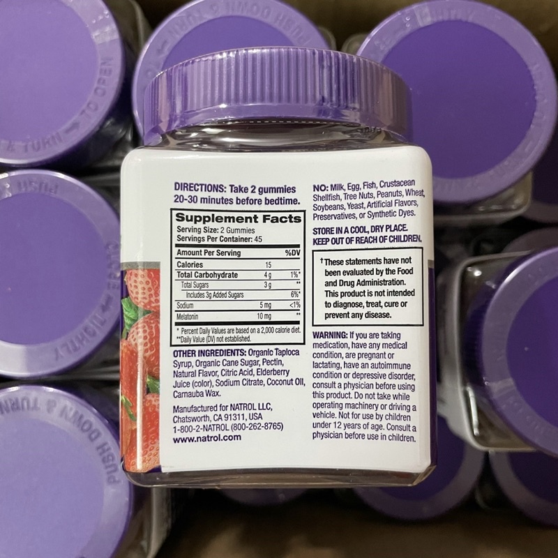 Kẹo dẻo vị dâu Natrol Melatonin 10mg