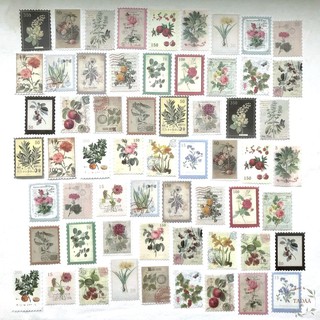 Set 60 sticker tem vintage hoa lá, nấm, thiên thần phong cách retro