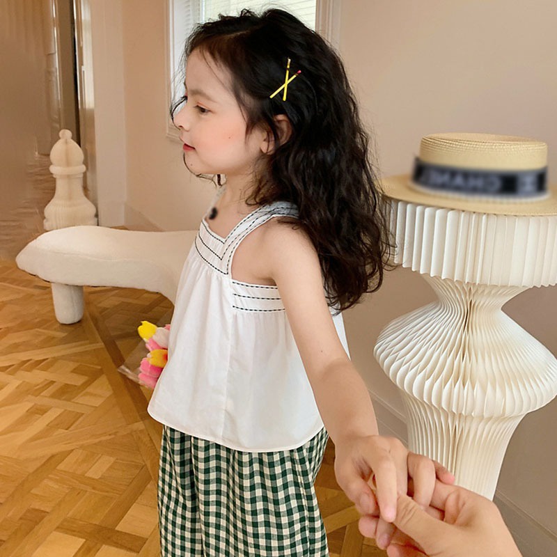 Set Áo Hai Dây Phối Quần Short Thời Trang Dễ Thương Cho Bé Gái