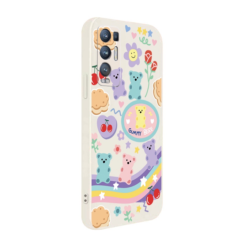 Ốp điện thoại silicon mềm viền vuông in hình gấu hoạt hình cho OPPO Reno6 Z 5G 5 Pro 4 4G 3 Reno2 Z F