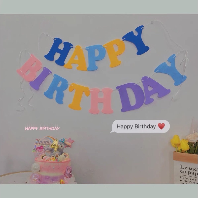 Dây chữ HAPPY BIRTHDAY Hàn Quốc màu Pasel