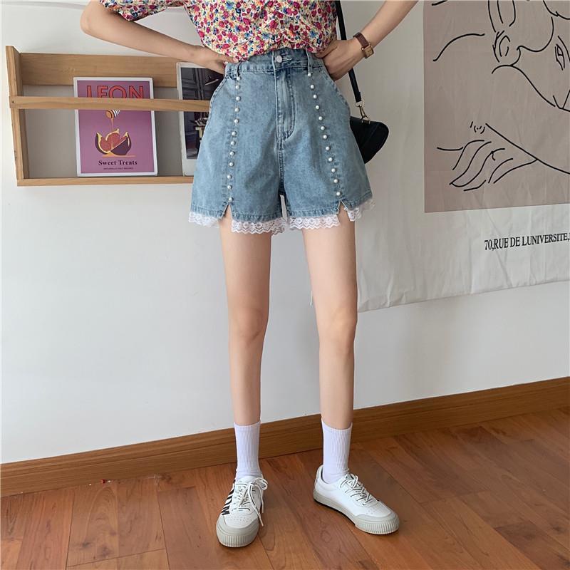 Quần Short Denim Lưng Cao Ống Rộng Phong Cách Hàn Quốc Dành Cho Nữ  tao bao
