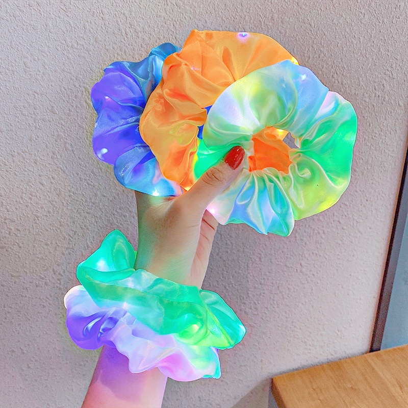 Dây Cột Tóc Satin Satin Bản Lớn Dạ Quang Đơn Giản Thời Trang Xu Hướng Cho Nữ