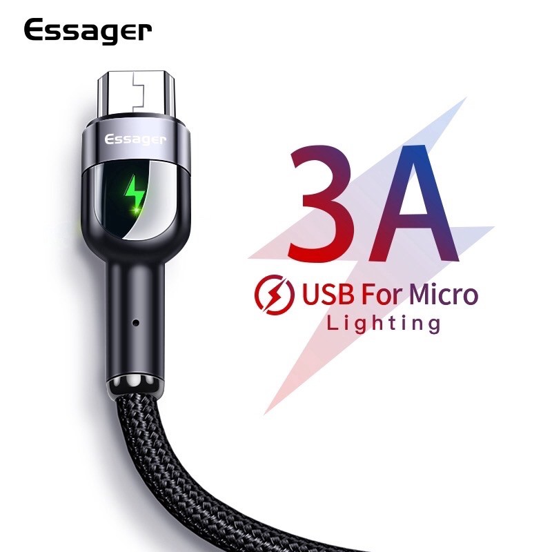 [Freeship] Dây cáp sạc nhanh Essager Type-C, Micro USB có đèn LED