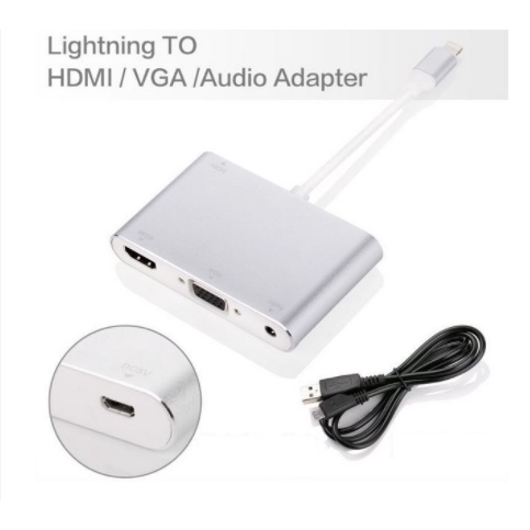 Cáp lightning to HDMI và VGA +Audio 3.5 kết nối tivi với điện thoại ip,ipat