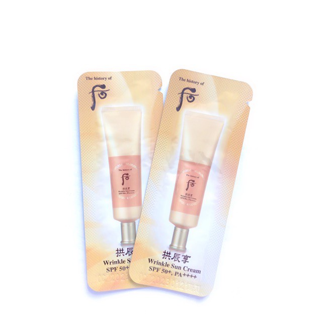 kem chống nắng chống nhăn Whoo vàng - WHOO JIN HAE YOON WRINKLE SUN CREAM SPF50+/PA+++ 5.0 (10 gói)