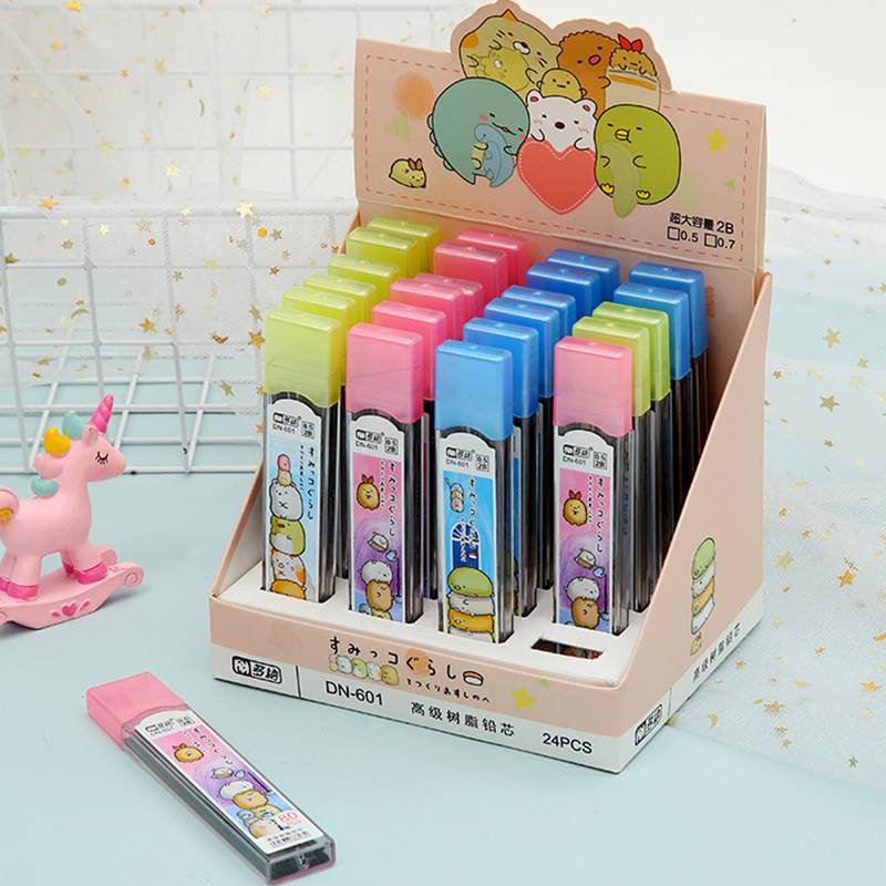 Hộp ruột bút chì cơ tự động vẽ phác họa nhiều màu 0.5/0.7mm San-X SUMIKKO GURASHI cartoon animals Simple Mechanical Pencil Lead HB Pencil Rod Automatic Pencil Lead Refill Office School Supplies