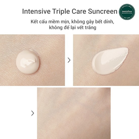 Kem chống nắng lâu trôi làm sáng da innisfree Intensive Triple Care Sunscreen SPF50+ Pa++++ 50ml
