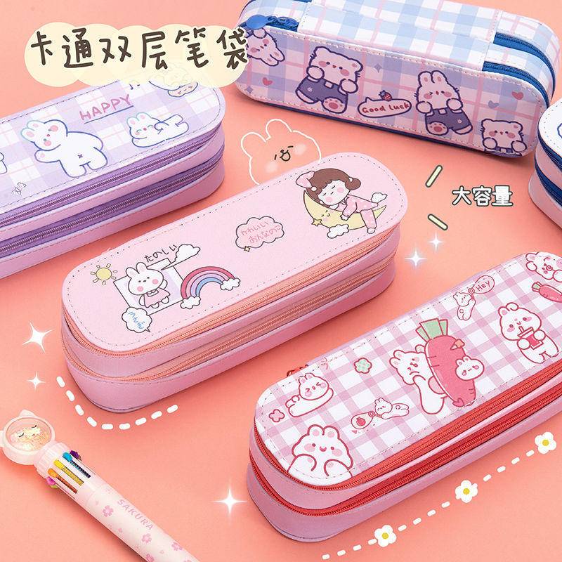 ⭐ iLado ⭐  Túi đựng bút trong suốt cute túi nilong/PVC chủ đề nhân vật túi zip nhỏ hộp vải đựng đồ Hộp đựng hộp bút hologram bút cute bọc zip tiểu an văn phòng phẩm Đa Dụng túi đựng đồ dùng cá nhân hình