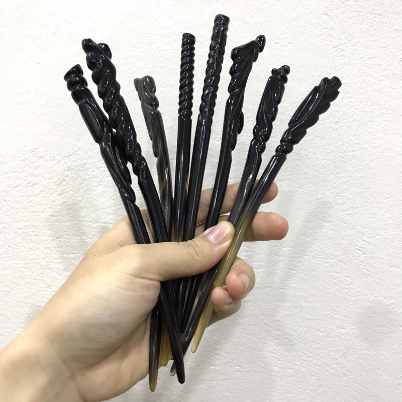 Trâm cài tóc bằng sừng hàng VIP màu đen - đục khắc hình dễ thương/đủ loại ❤️FREESHIP đơn &gt; 50k❤️HAHANCO