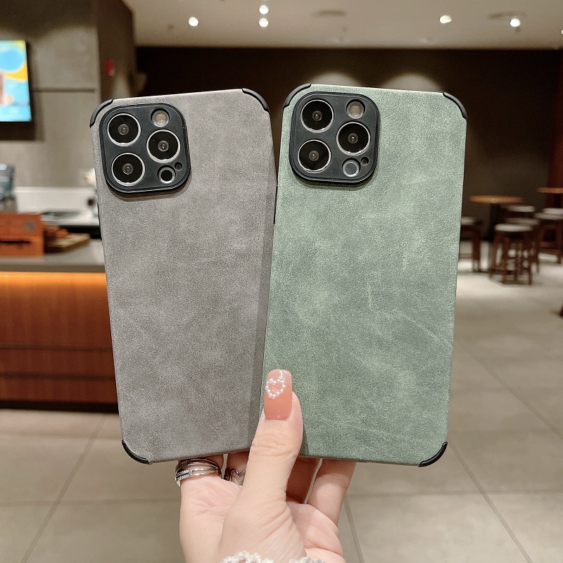 Ốp Điện Thoại Da Cừu Viền Dẻo Màu Trơn Kiểu Cổ Điển Cho iP G / 8G 7P / 8P X / XS XR XS MAX 11 11PRO 11PROMAX