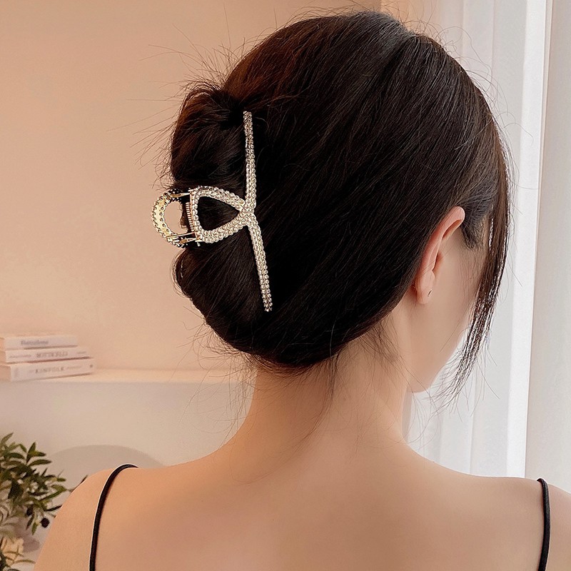 Kẹp Tóc Kim Loại Màu Vàng Đính Ngọc Trai Sang Trọng Thời Trang