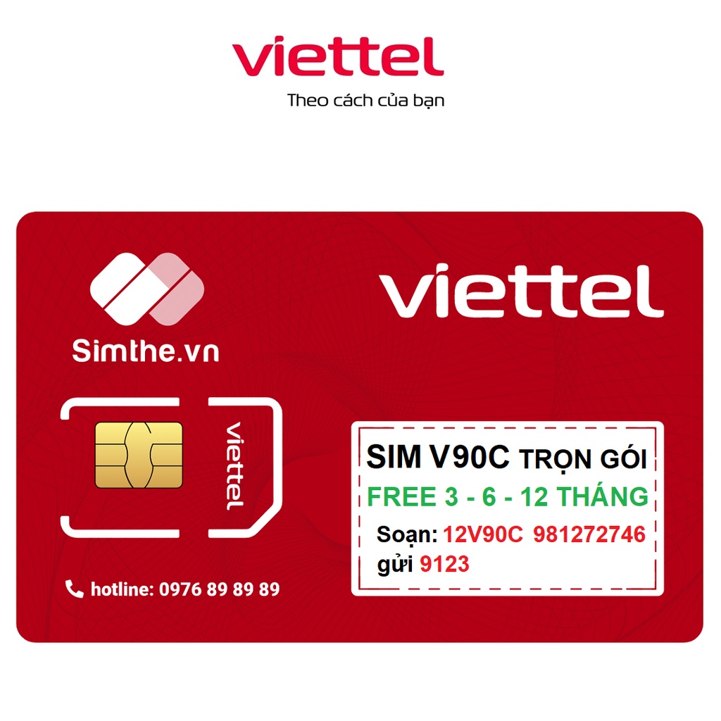 [Miễn Phí 1 Năm] Sim 4G Viettel V90C 1GB/Ngày - 30GB/Tháng. FREE 20P Gọi Ngoại Mạng + 1000P Gọi Nội Mạng + Data Tiktok